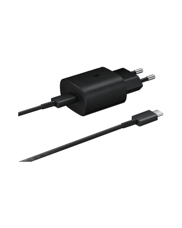 מטען מקורי סמסונג super fast charger + כבל type c - צבע שחור