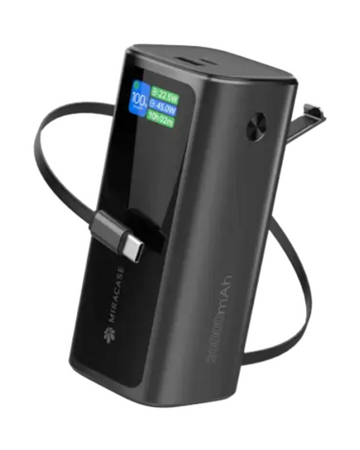MIRACASE | מטען נייד 20000mAh עם כבל נשלף Type-C | יבואן רשמי - אחריות לשנה