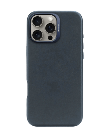 Decoded - Leather back cover 16 Pro - דקודד כיסוי עור כחול כהה ל16 פרו