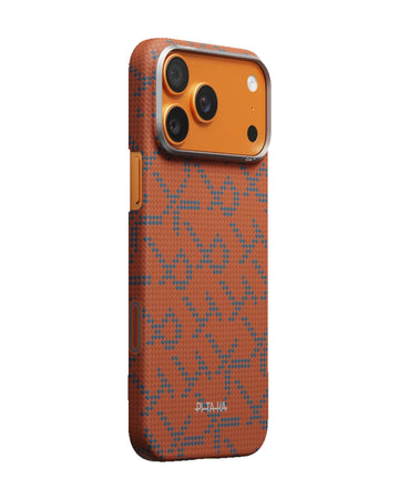 PITAKA Monogram Edge Case iPhone 17 Pro Leaping Blue Orange - מגן סיב ארמיד פרימיום לאייפון 17 פרו