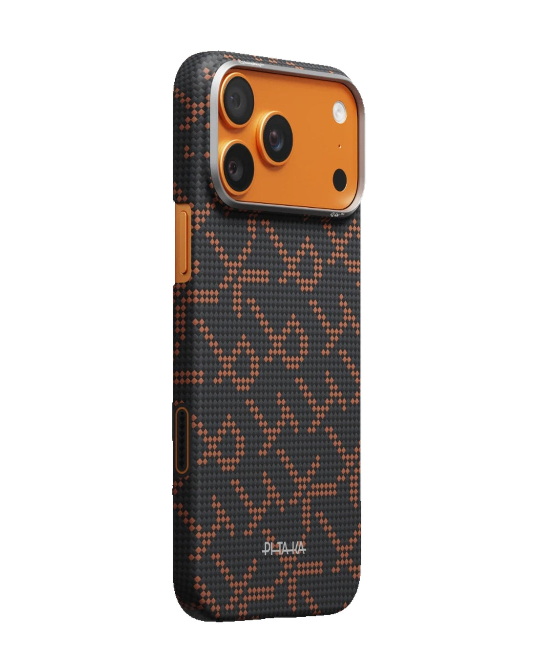 PITAKA Monogram Edge Case iPhone 17 Pro Max Leaping Orange Black - מגן סיב ארמיד פרימיום לאייפון 17 פרו מקס