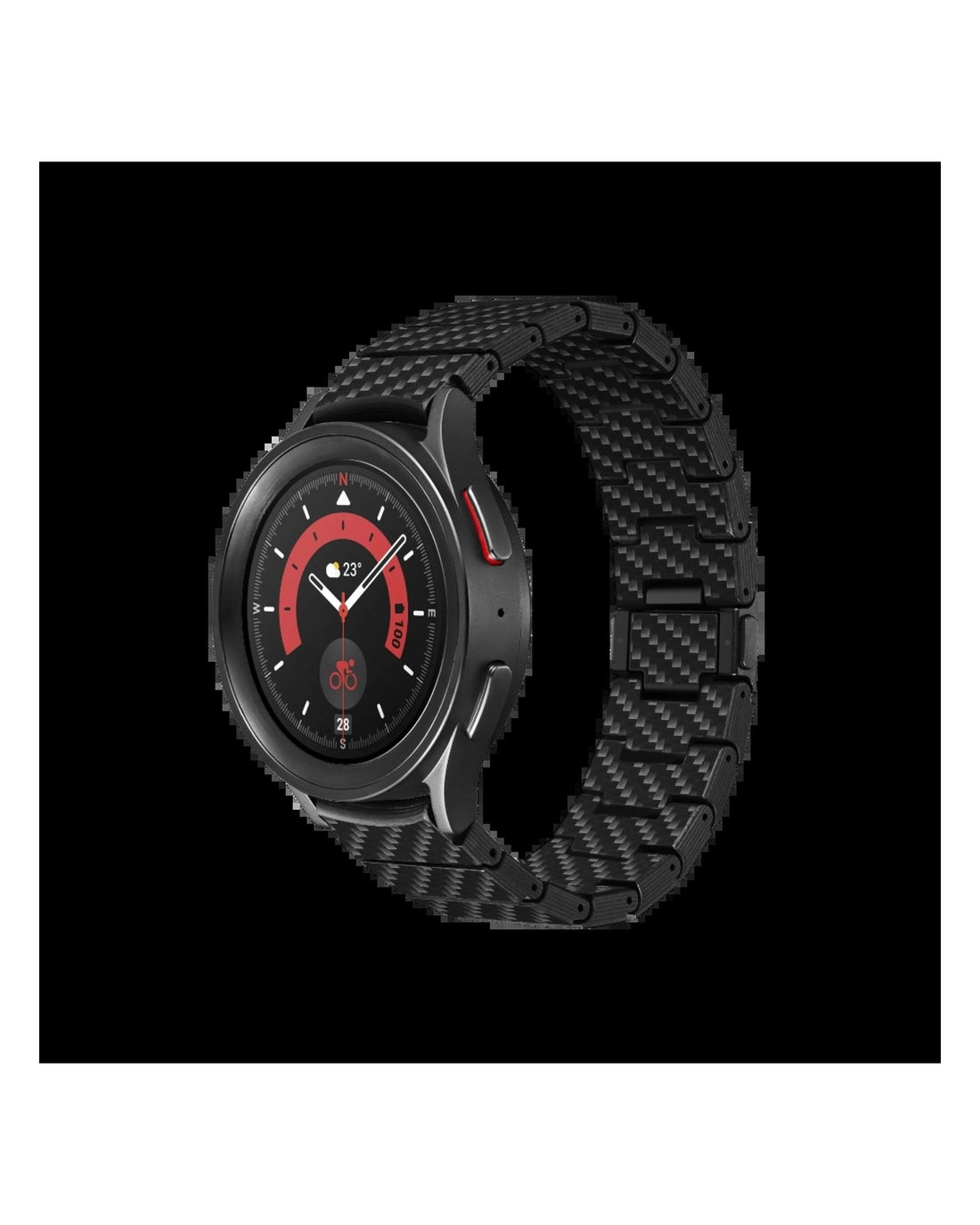 PITAKA Carbon Fiber Link Bracelet Band Retro Black-Grey - רצועת סיב פחמן פרימיום לאפל ווטש