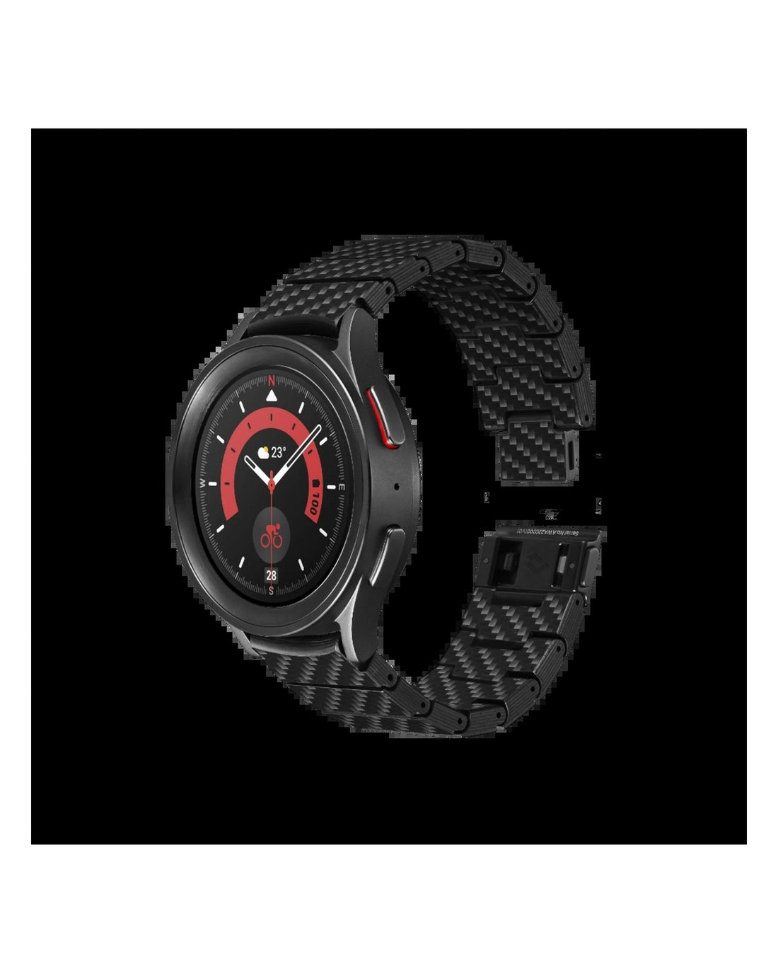 PITAKA Carbon Fiber Link Bracelet Band Retro Black-Grey - רצועת סיב פחמן פרימיום לאפל ווטש