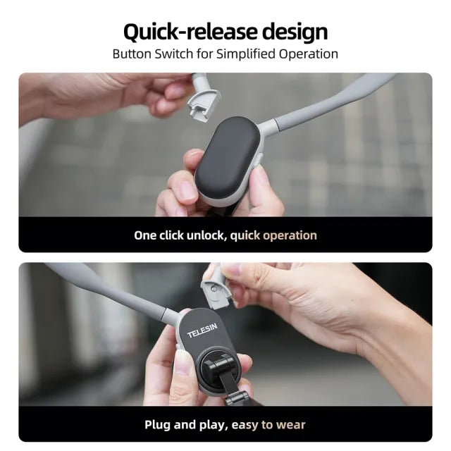 מתקן צוואר מגנטי גמיש עם שחרור מהיר לצילום יציב – תואם MagSafe | בצבע שחור