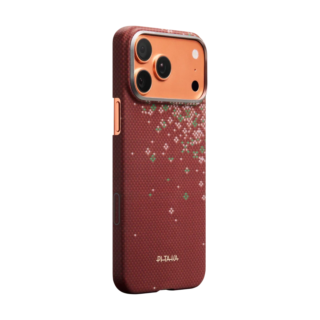 PITAKA Sakura Hours Edge Case iPhone 17 Pro Max Daybreak Red - מגן סיב ארמיד פרימיום לאייפון 17 פרו מקס · הזמנה מוקדמה · צפי אספקה 4.9