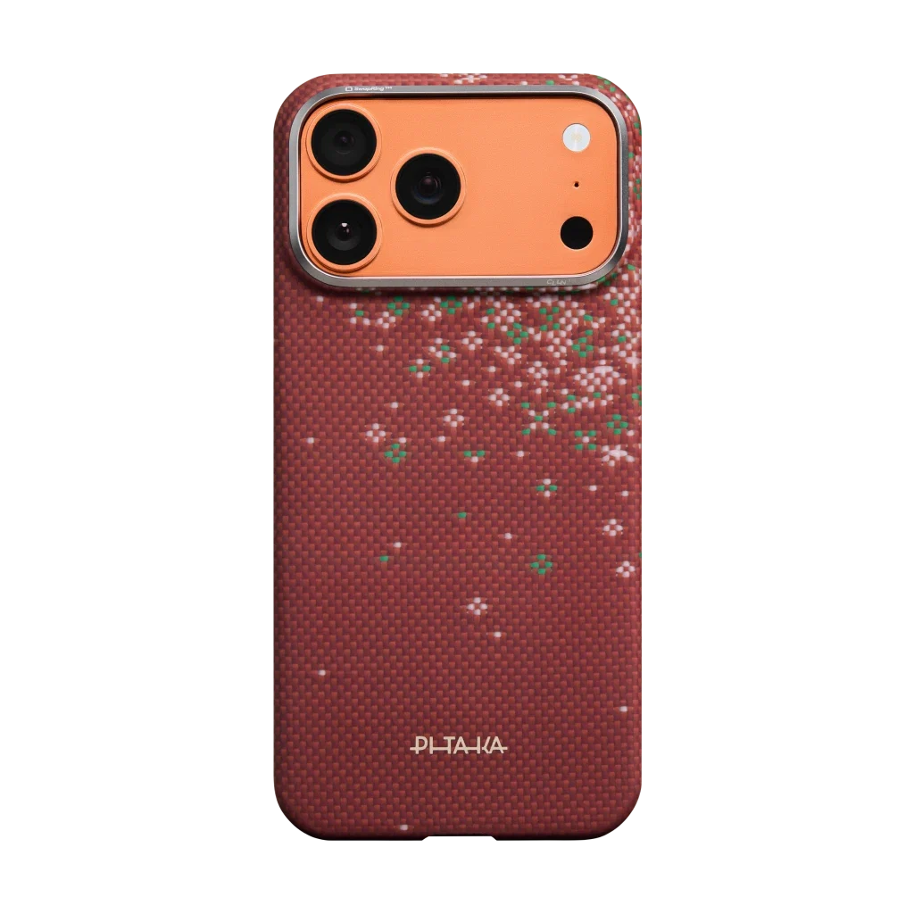 PITAKA Sakura Hours Edge Case iPhone 17 Pro Max Daybreak Red - מגן סיב ארמיד פרימיום לאייפון 17 פרו מקס · הזמנה מוקדמה · צפי אספקה 4.9
