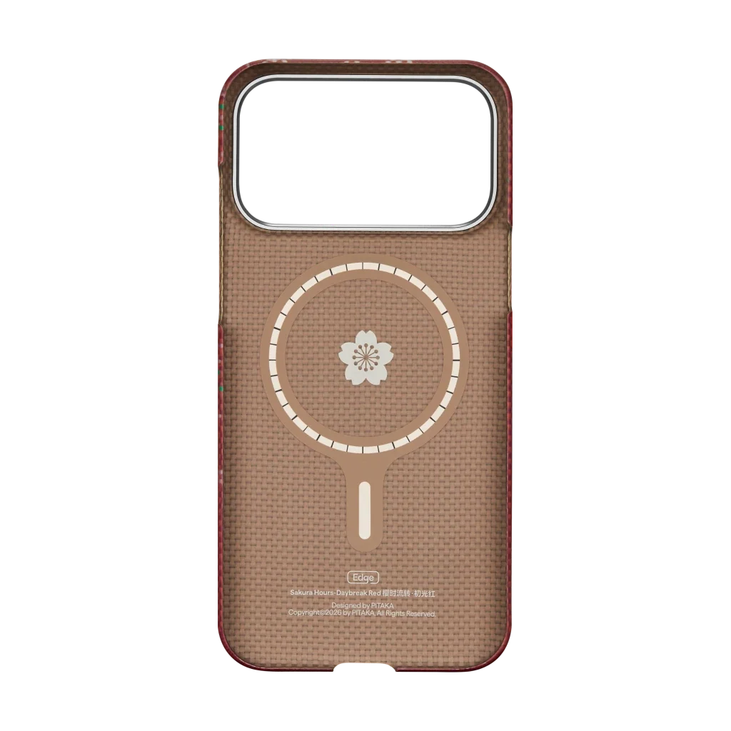 PITAKA Sakura Hours Edge Case iPhone 17 Pro Max Daybreak Red - מגן סיב ארמיד פרימיום לאייפון 17 פרו מקס · הזמנה מוקדמה · צפי אספקה 4.9