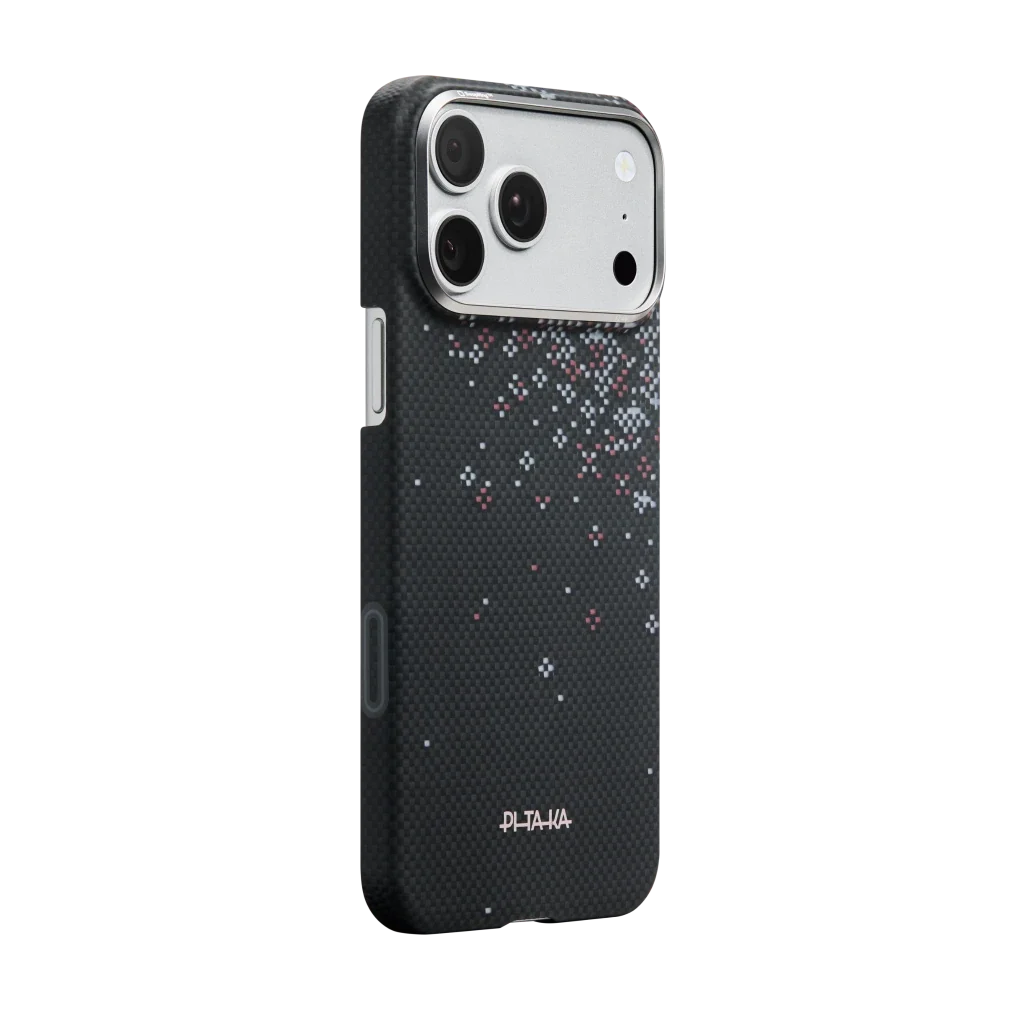 PITAKA Sakura Hours Edge Case iPhone 17 Pro Max Midnight Black - מגן סיב ארמיד פרימיום לאייפון 17 פרו מקס · הזמנה מוקדמה · צפי אספקה 4.9
