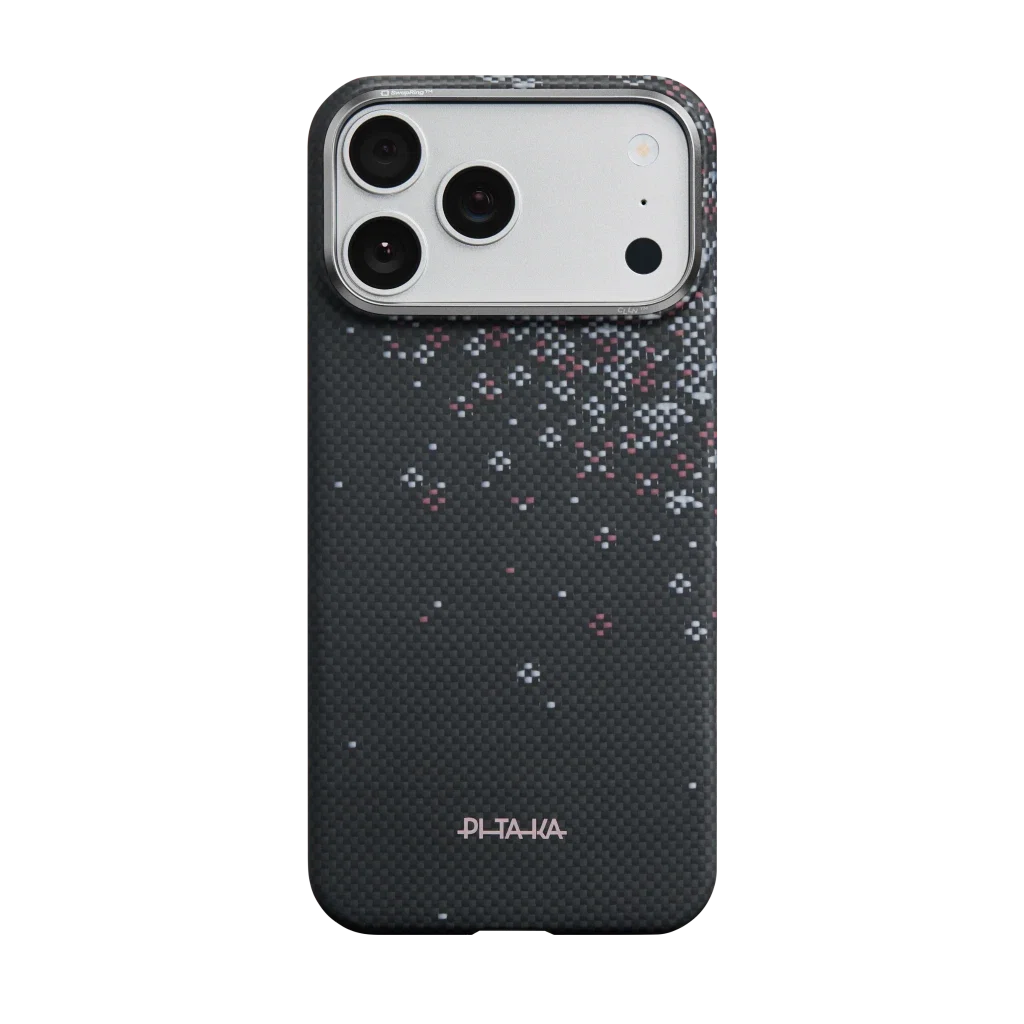 PITAKA Sakura Hours Edge Case iPhone 17 Pro Max Midnight Black - מגן סיב ארמיד פרימיום לאייפון 17 פרו מקס · הזמנה מוקדמה · צפי אספקה 4.9