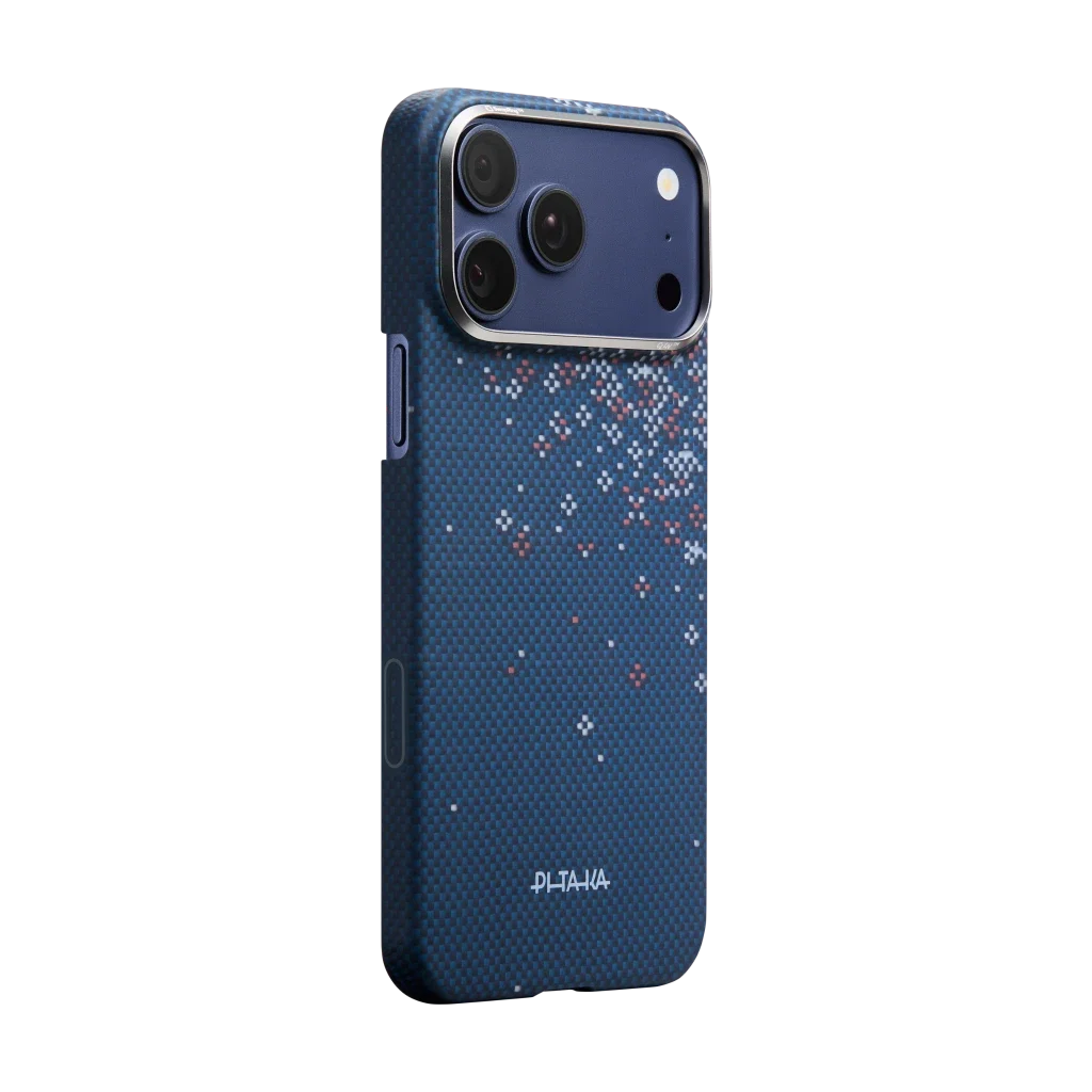 PITAKA Sakura Hours Edge Case iPhone 17 Pro Max Nightfall Blue - מגן סיב ארמיד פרימיום לאייפון 17 פרו מקס · הזמנה מוקדמה · צפי אספקה 4.9