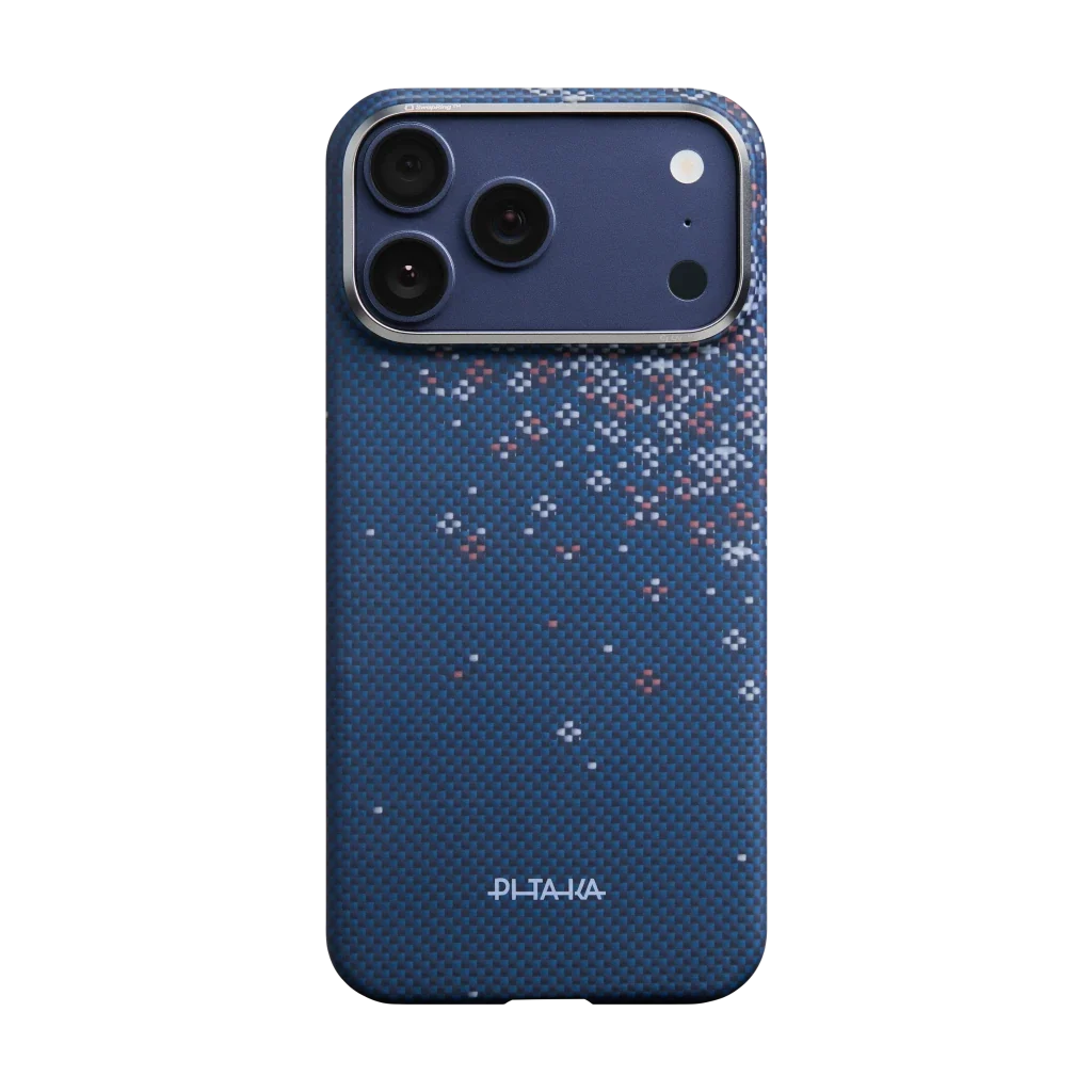 PITAKA Sakura Hours Edge Case iPhone 17 Pro Nightfall Blue - מגן סיב ארמיד פרימיום לאייפון 17 פרו · הזמנה מוקדמה · צפי אספקה 4.9