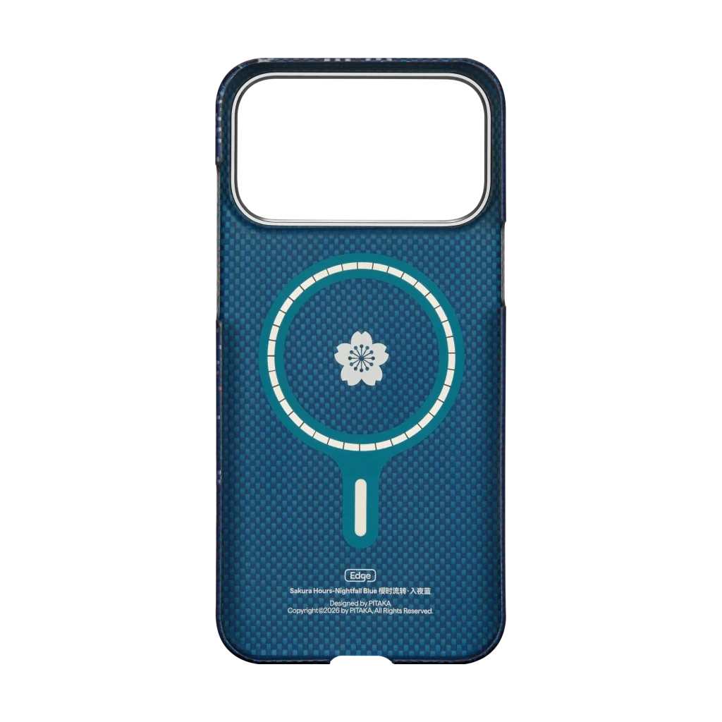 PITAKA Sakura Hours Edge Case iPhone 17 Pro Nightfall Blue - מגן סיב ארמיד פרימיום לאייפון 17 פרו · הזמנה מוקדמה · צפי אספקה 4.9