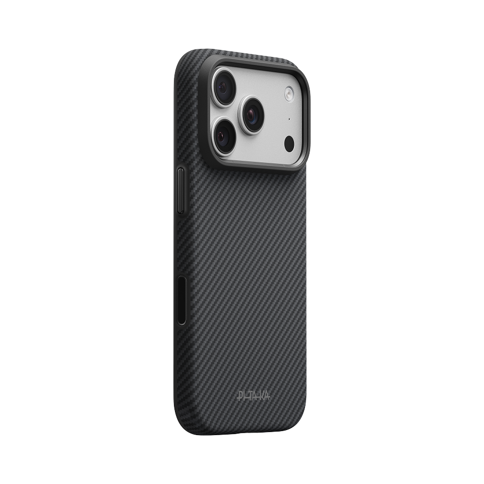 iPhone 18 Pro | Black / Grey (Twill) - מגן הקרבון המחוזק Summa | PITAKA - פיטאקה
