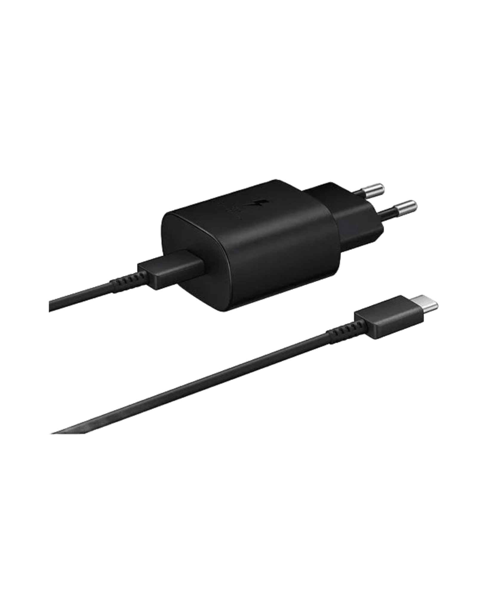 מטען מקורי סמסונג super fast charger + כבל type c - צבע שחור