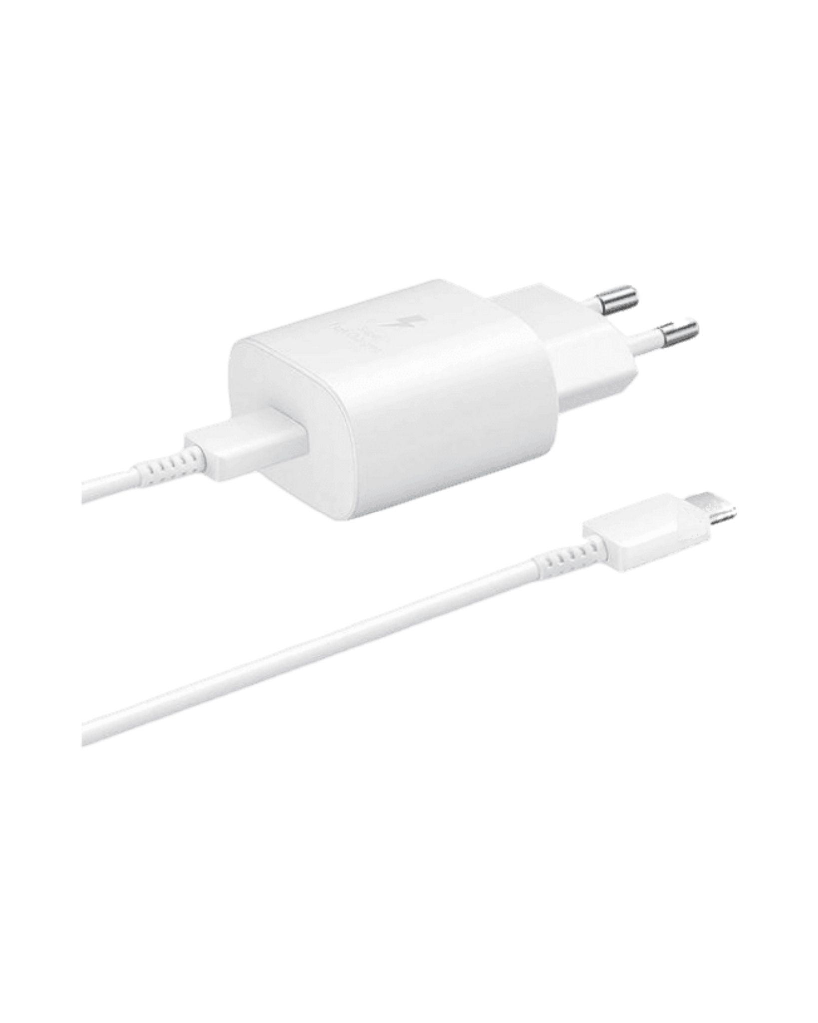 מטען מקורי סמסונג super fast charger + כבל type c - צבע לבן