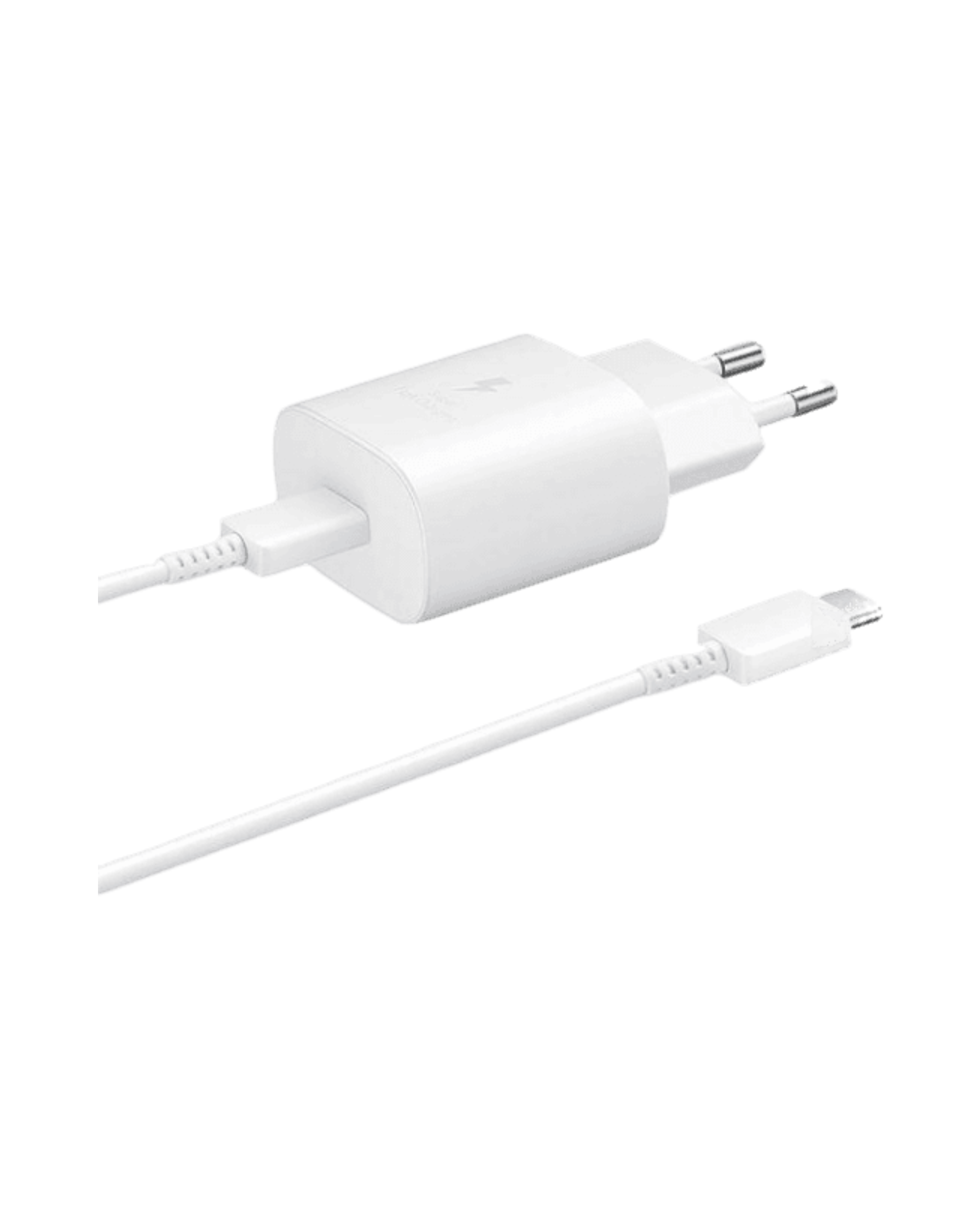 מטען מקורי סמסונג super fast charger + כבל type c - צבע לבן