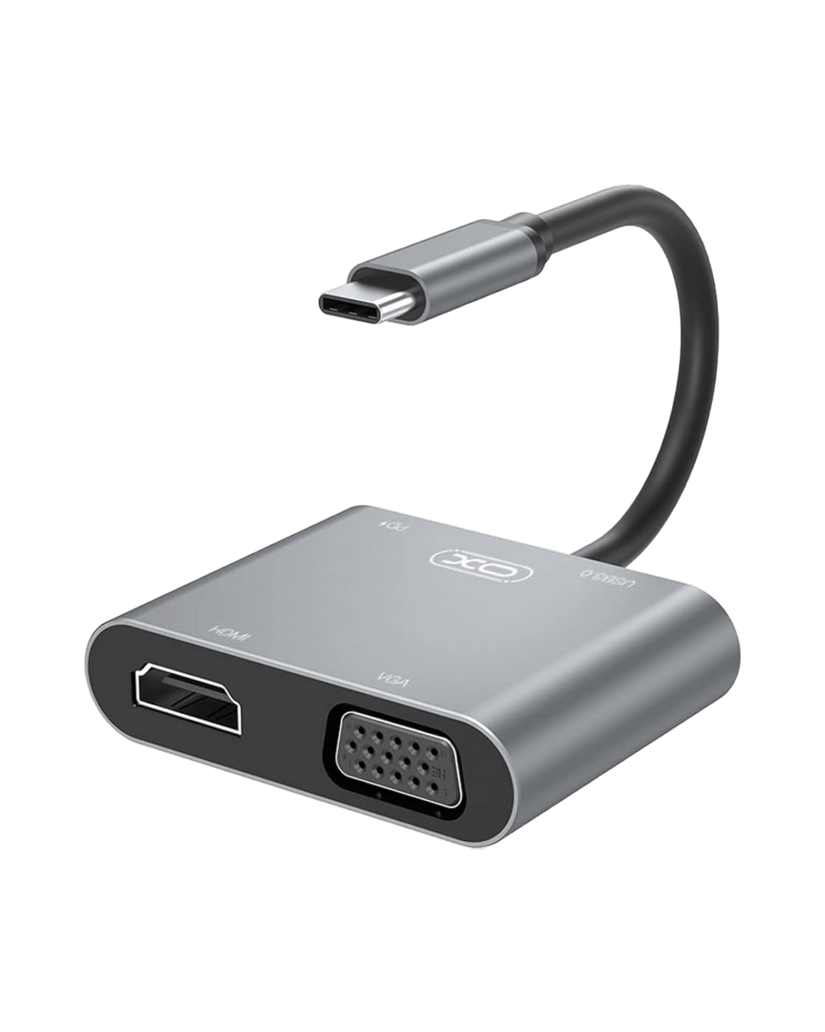 XO - HUB001 | 4IN1 מתאם מTYPE C לHDMI+VGA  ו2 חיבורי טעינה עד 100w