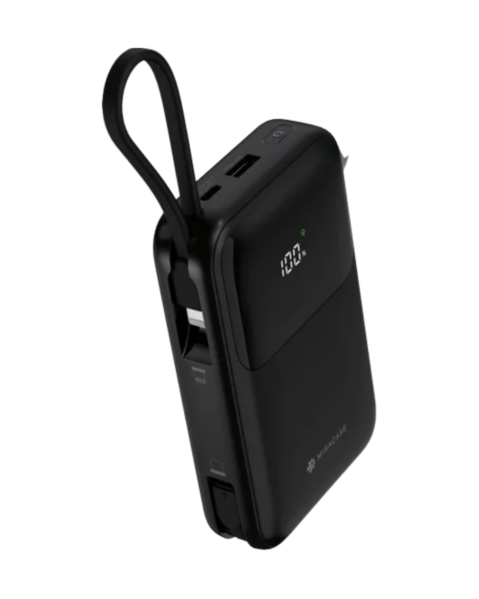 MIRACASE | מטען חירום 10000mAh עם 2 כבלי Type-C מובנים וצג דיגיטלי | יבואן רשמי - אחריות לשנה