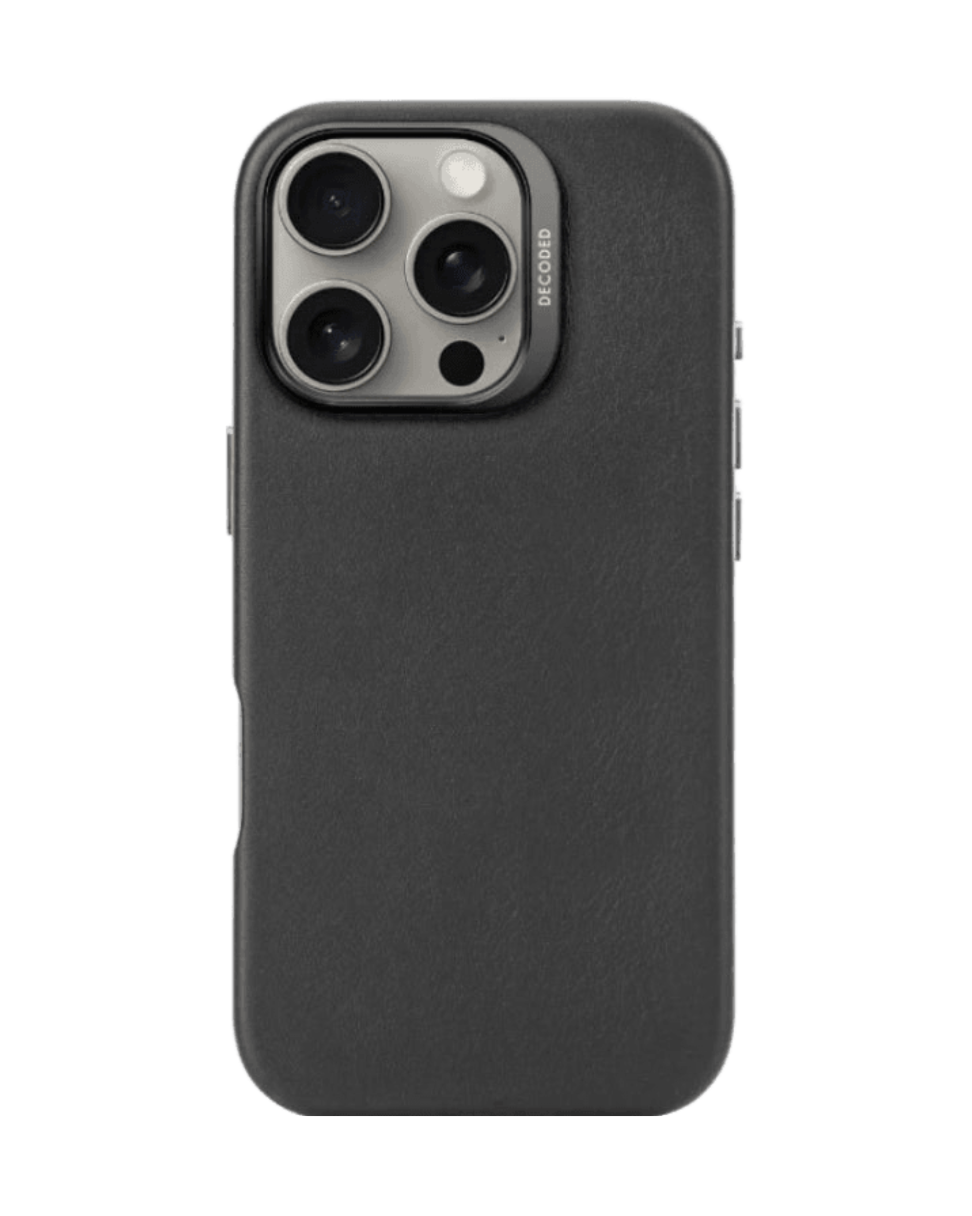 Decoded - Leather back cover 15 Pro - דקודד כיסוי עור שחור ל15 פרו