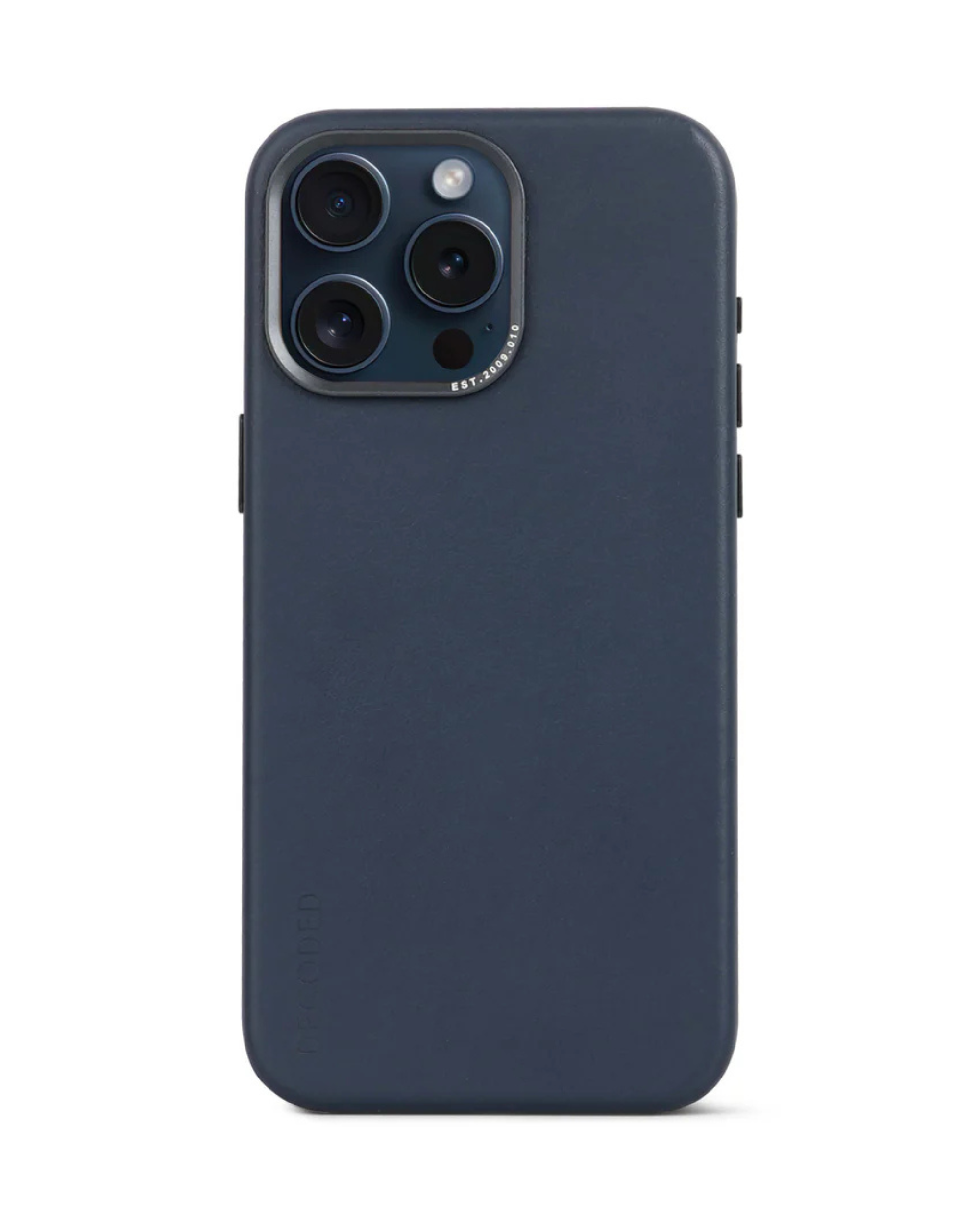 DECODED | LEATHER BACK COVER | כיסוי עור לאייפון 15 פרו | NAVY