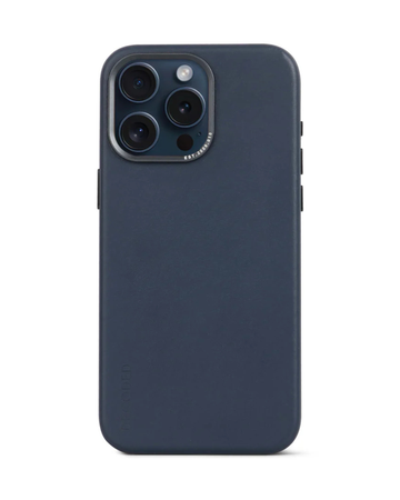 DECODED | LEATHER BACK COVER | כיסוי עור לאייפון 15 פרו | NAVY