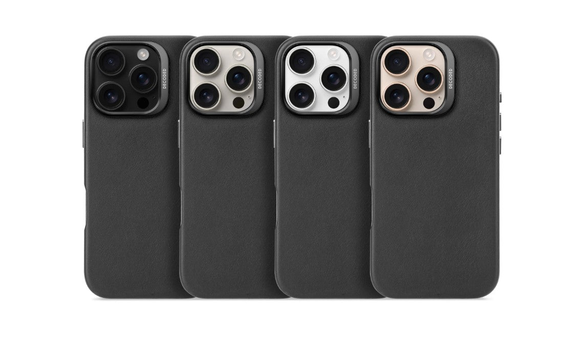 Decoded - Leather back cover 15 Pro Max -  דקודד כיסוי עור שחור ל15 פרו מקס