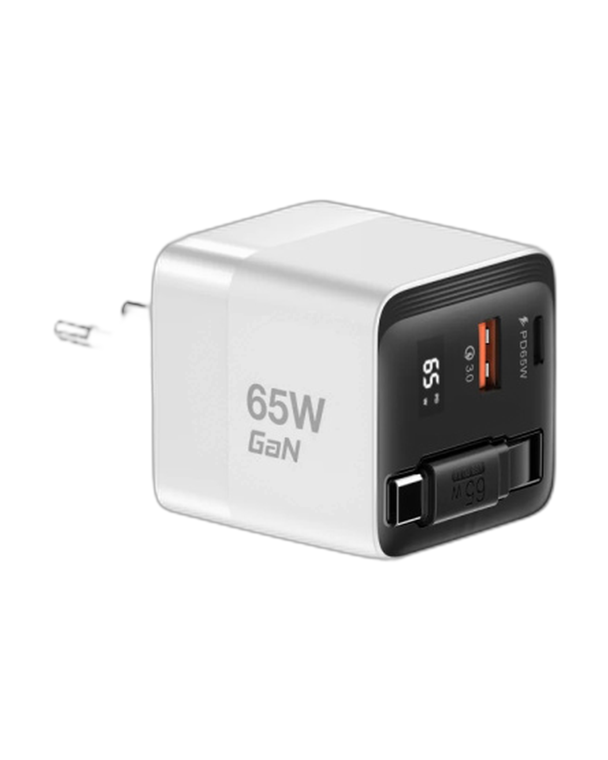 מטען קיר 65W GAN כבל נמתח שחור MWC65RC MIR