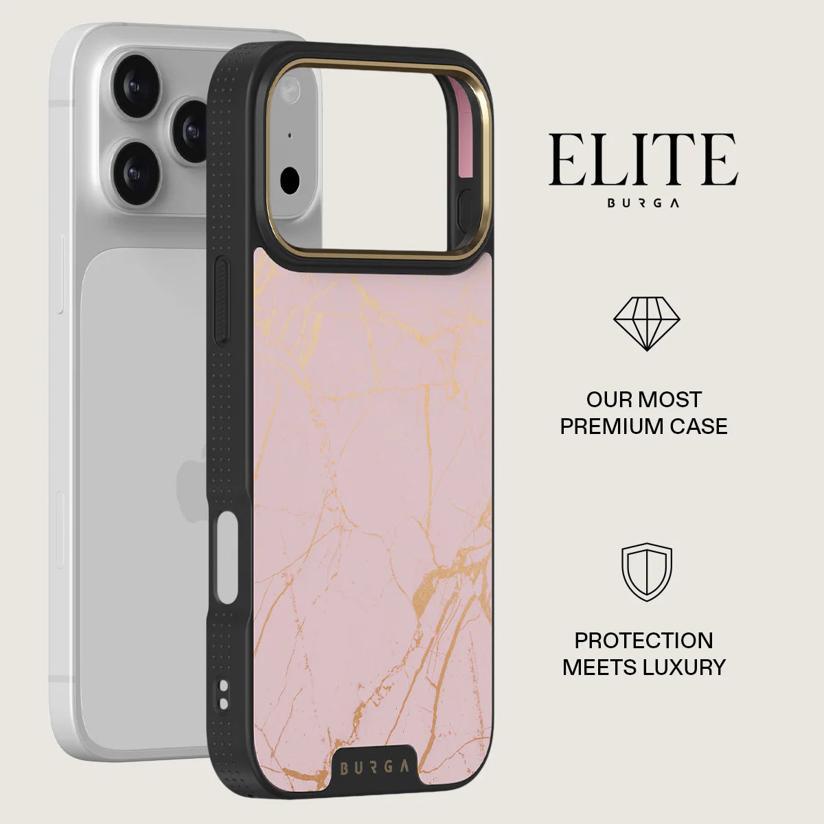 BURGA ELITE DARK | PEACHY GOLD - כיסוי אופנתי לאייפון 17 פרו מקס