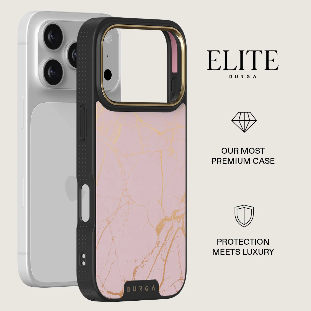 BURGA ELITE DARK | PEACHY GOLD - כיסוי אופנתי לאייפון 17 פרו