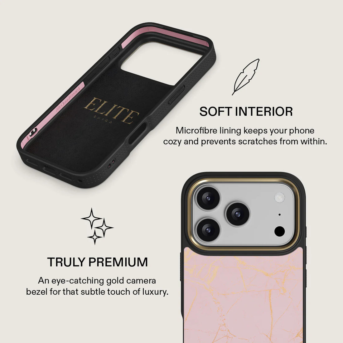 BURGA ELITE DARK | PEACHY GOLD - כיסוי אופנתי לאייפון 17 פרו