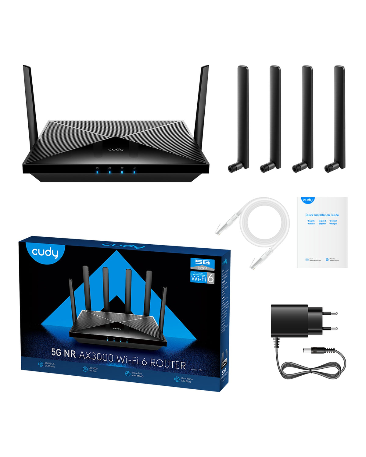 ראוטר סלולרי 5G ‏Cudy P5 AX3000 Wi-Fi 6 | שני חריצי SIM