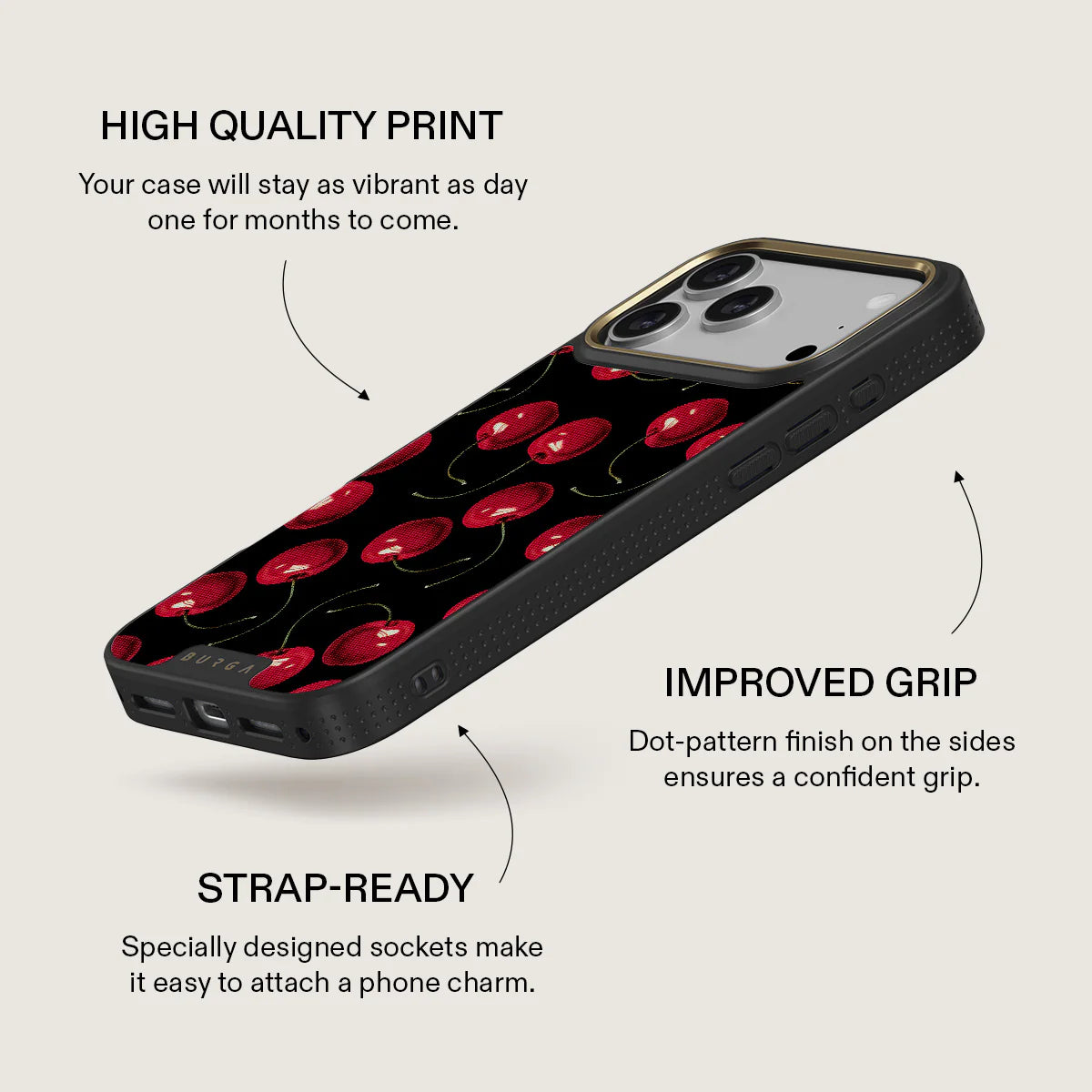 BURGA ELITE DARK | CHERRYBOMB - כיסוי אופנתי לאייפון 17 פרו מקס