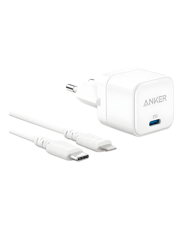 סט מטען קיר Anker B2149G21 USB-C 20W + כבל USB-C ל-Lightning 0.9 מטר | יבואן רשמי