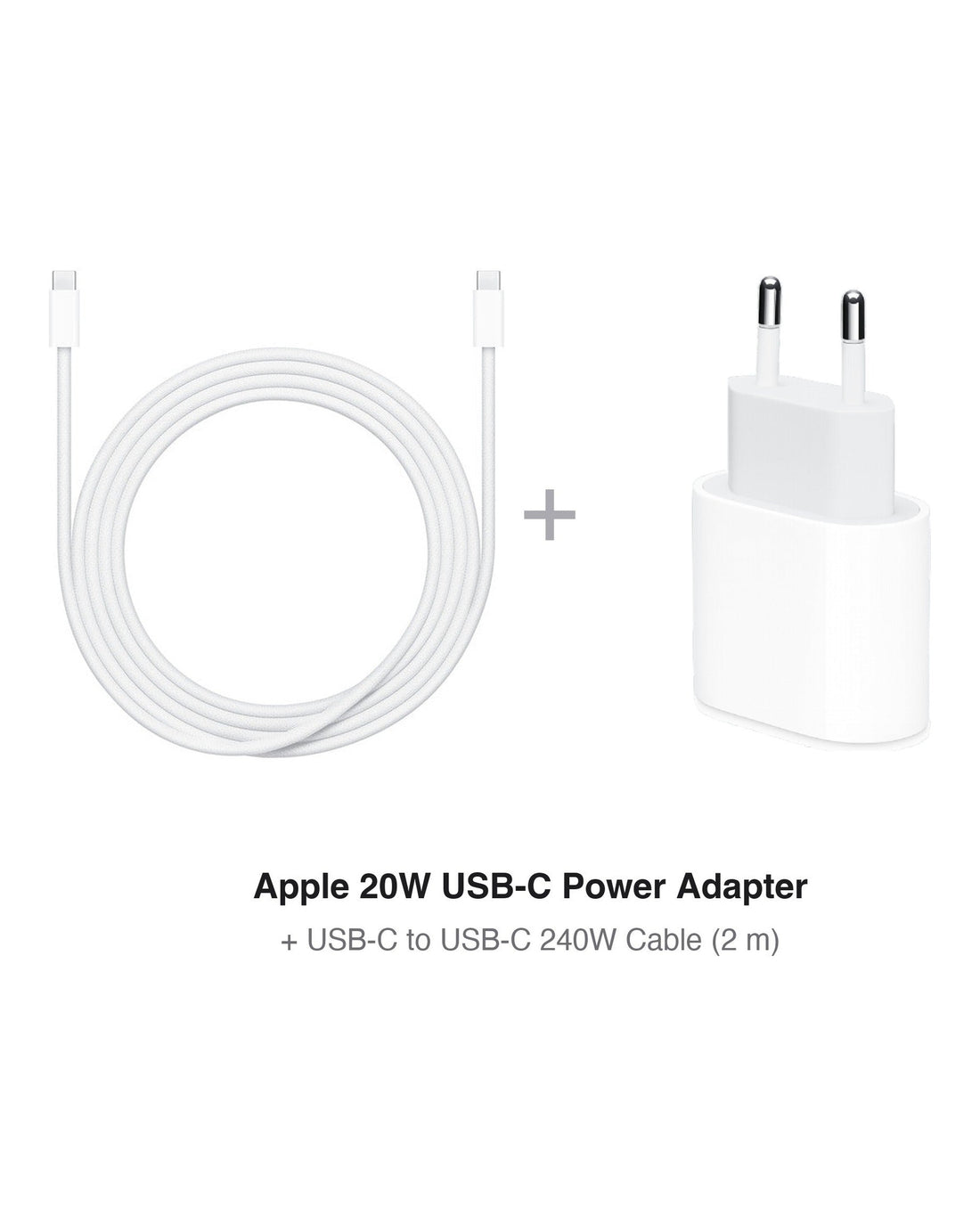 סט מטען Apple 20W + כבל USB-C ל-USB-C באורך 2 מטר עד 240W | מקורי