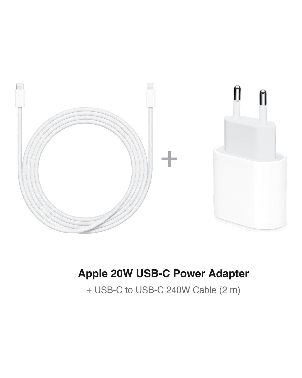 סט מטען Apple 20W + כבל USB-C ל-USB-C באורך 2 מטר עד 240W | מקורי