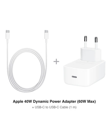 סט מטען Apple 40W + כבל USB-C ל-USB-C באורך 1 מטר | מקורי