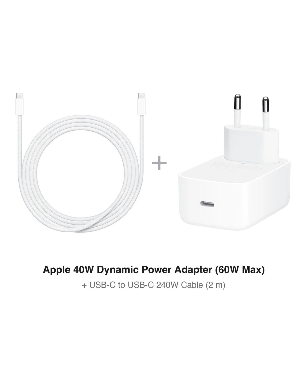 סט מטען Apple 40W + כבל USB-C ל-USB-C באורך 2 מטר עד 240W | מקורי