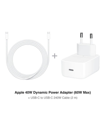 סט מטען Apple 40W + כבל USB-C ל-USB-C באורך 2 מטר עד 240W | מקורי