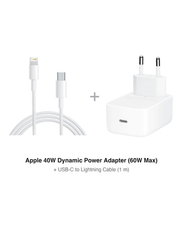 סט מטען Apple 40W + כבל USB-C ל-Lightning באורך 1 מטר | מקורי