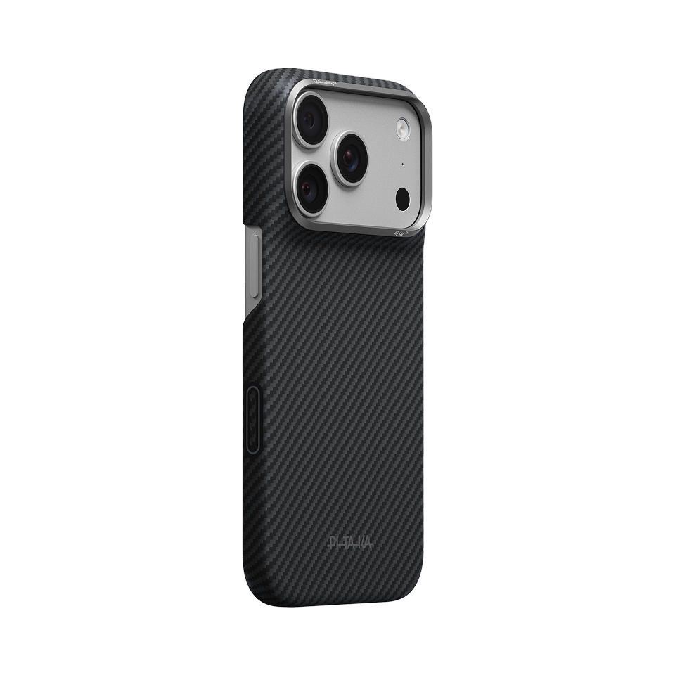 iPhone 18 Pro | Black / Grey (Twill) מגן הקרבון הדק והקל בעולם | PITAKA - פיטאקה