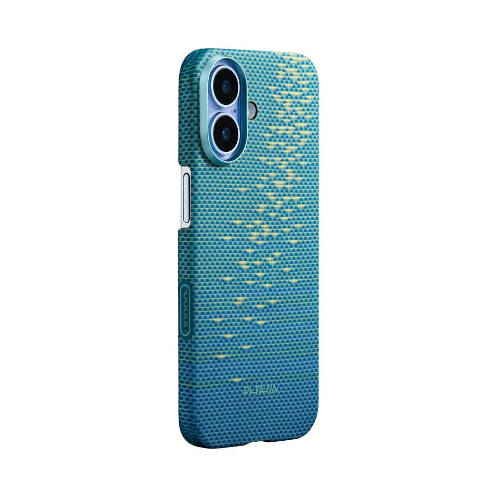 Glints of Gold Edge Case | iPhone 17 - כיסוי קרבון פיטאקה | Lucid Blue (PitaTap™)
