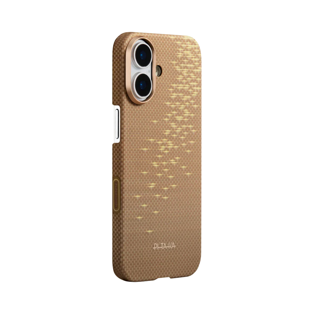 Glints of Gold Edge Case | iPhone 17 - כיסוי קרבון פיטאקה | Golden Glint (PitaTap™)