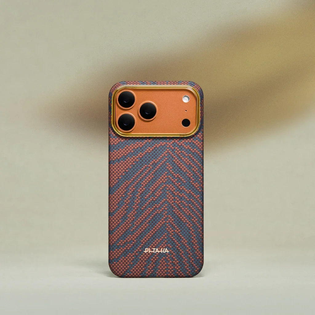 PITAKA Breath of Veins Edge Case iPhone 17 Pro Max Burning Orange - מגן סיב ארמיד פרימיום לאייפון 17 פרו מקס