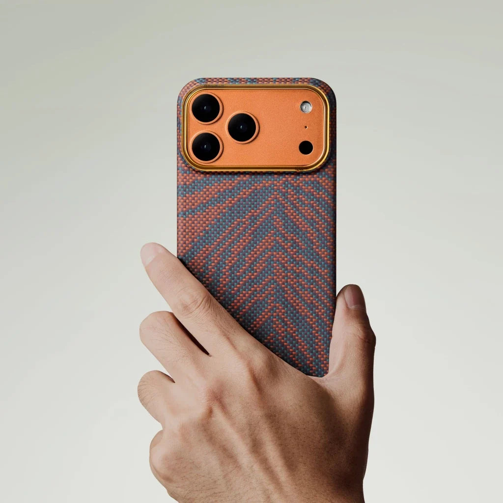 PITAKA Breath of Veins Edge Case iPhone 17 Pro Max Burning Orange - מגן סיב ארמיד פרימיום לאייפון 17 פרו מקס