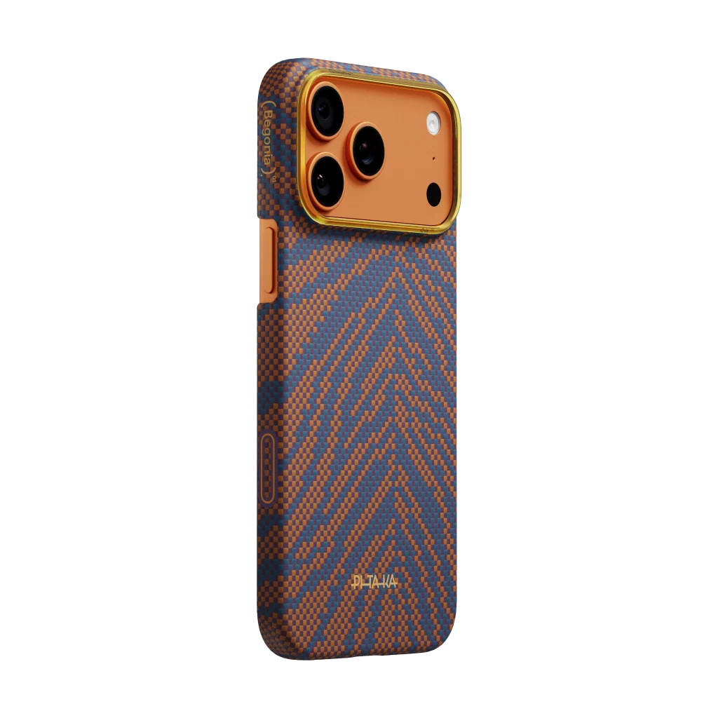 PITAKA Breath of Veins Edge Case iPhone 17 Pro Max Burning Orange - מגן סיב ארמיד פרימיום לאייפון 17 פרו מקס