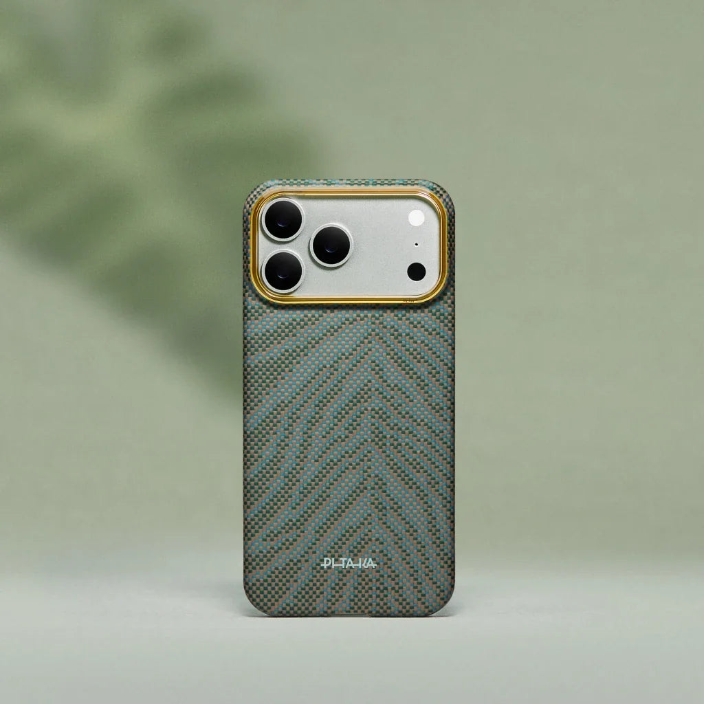 PITAKA Breath of Veins Edge Case iPhone 17 Pro Dive Green - מגן סיב ארמיד פרימיום לאייפון 17 פרו