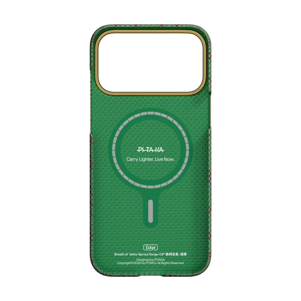 PITAKA Breath of Veins Edge Case iPhone 17 Pro Max Sprout Surge - מגן סיב ארמיד פרימיום לאייפון 17 פרו מקס