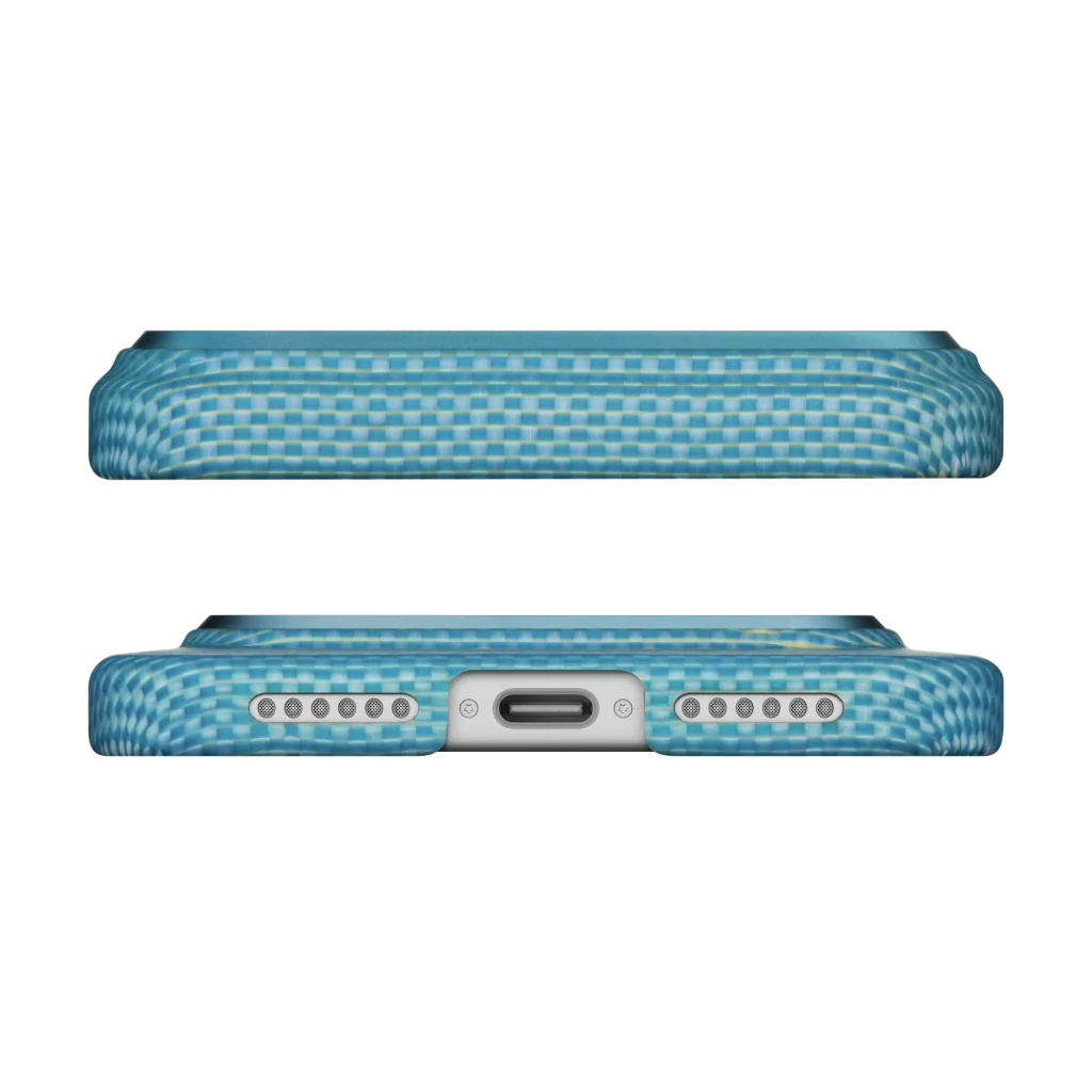 Glints of Gold Edge Case | iPhone 17 Pro - כיסוי קרבון פיטאקה | Lucid Blue (PitaTap™)