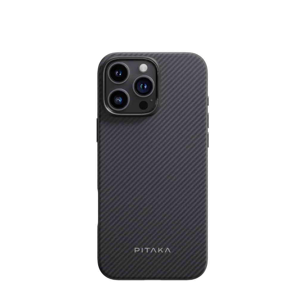 מגן קרבון יוקרתי וחזק במיוחד | PITAKA - פיטאקה - Iphone 16 Pro Max - Black/Grey Protective