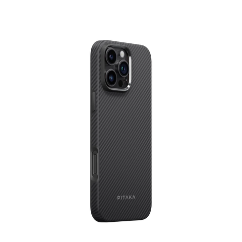 מגן קרבון יוקרתי וחזק במיוחד | PITAKA - פיטאקה - Iphone 16 Pro Max - Black/Grey Protective